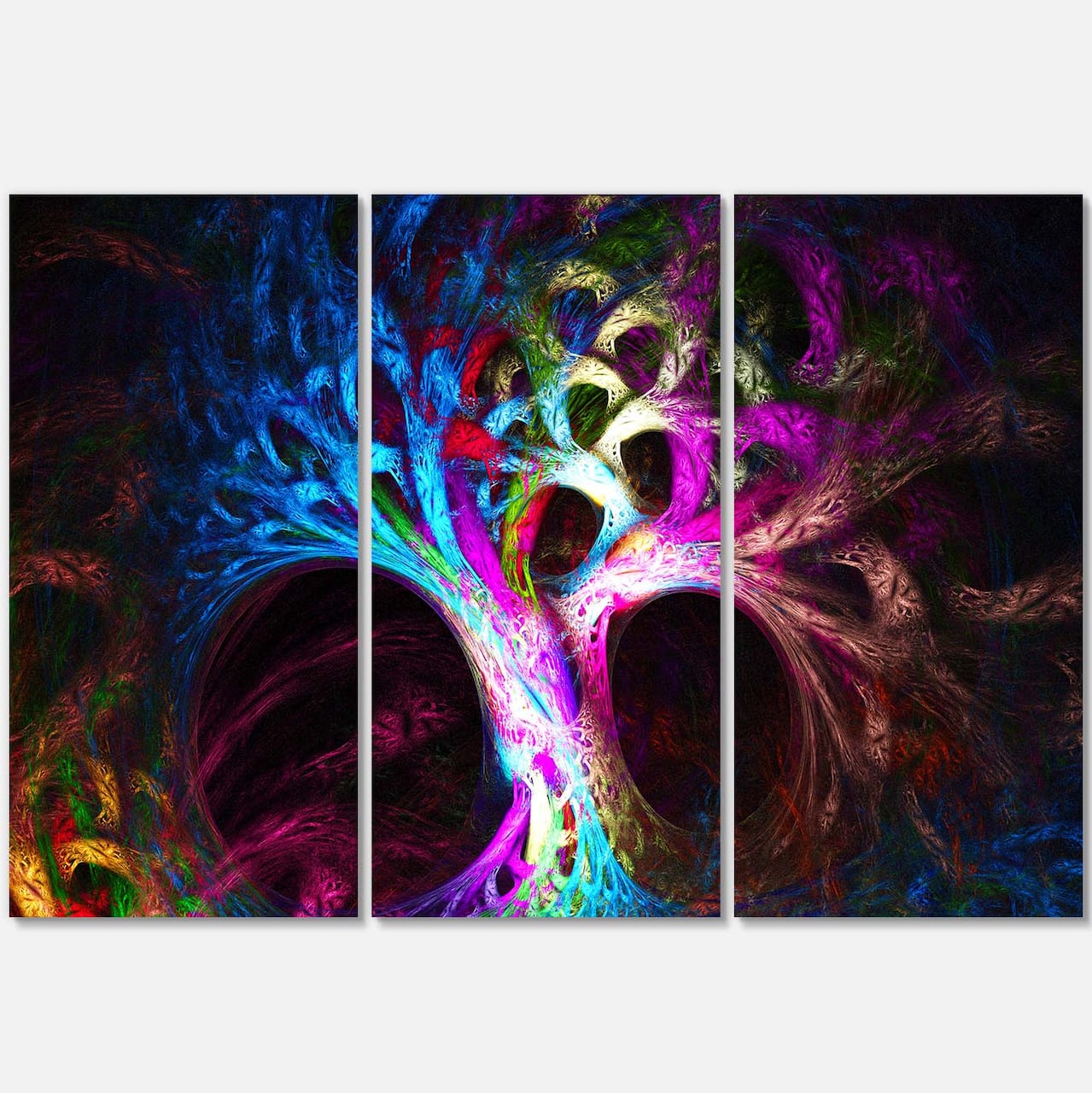 Designart - Magical Multi color Psychedelic Tree - Abstract Canvas Art Print